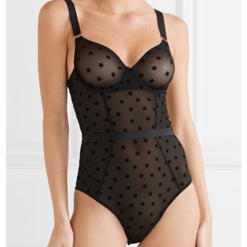Stella McCartney Black Flocked Bodysuit 💫 NWT